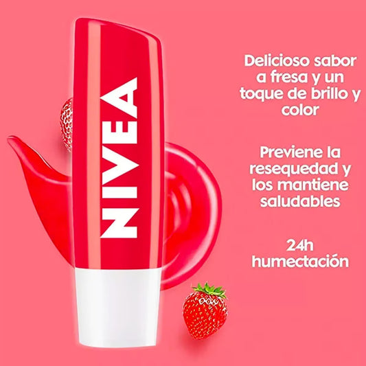 Bálsamo Labial Nivea Fruity Shine Caring Lip Fresa X 4.8 Gr