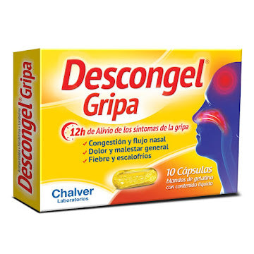 Descongel Gripa Acetaminofén + Loratadina + Fenilefrina 500/10/5mg Chalver Caja X 10 Cápsulas