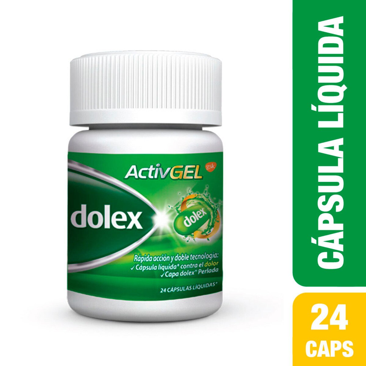 Dolex Activgel, Acetaminofen Rápida Acción Y Doble Tecnología Frasco X 24 Caps