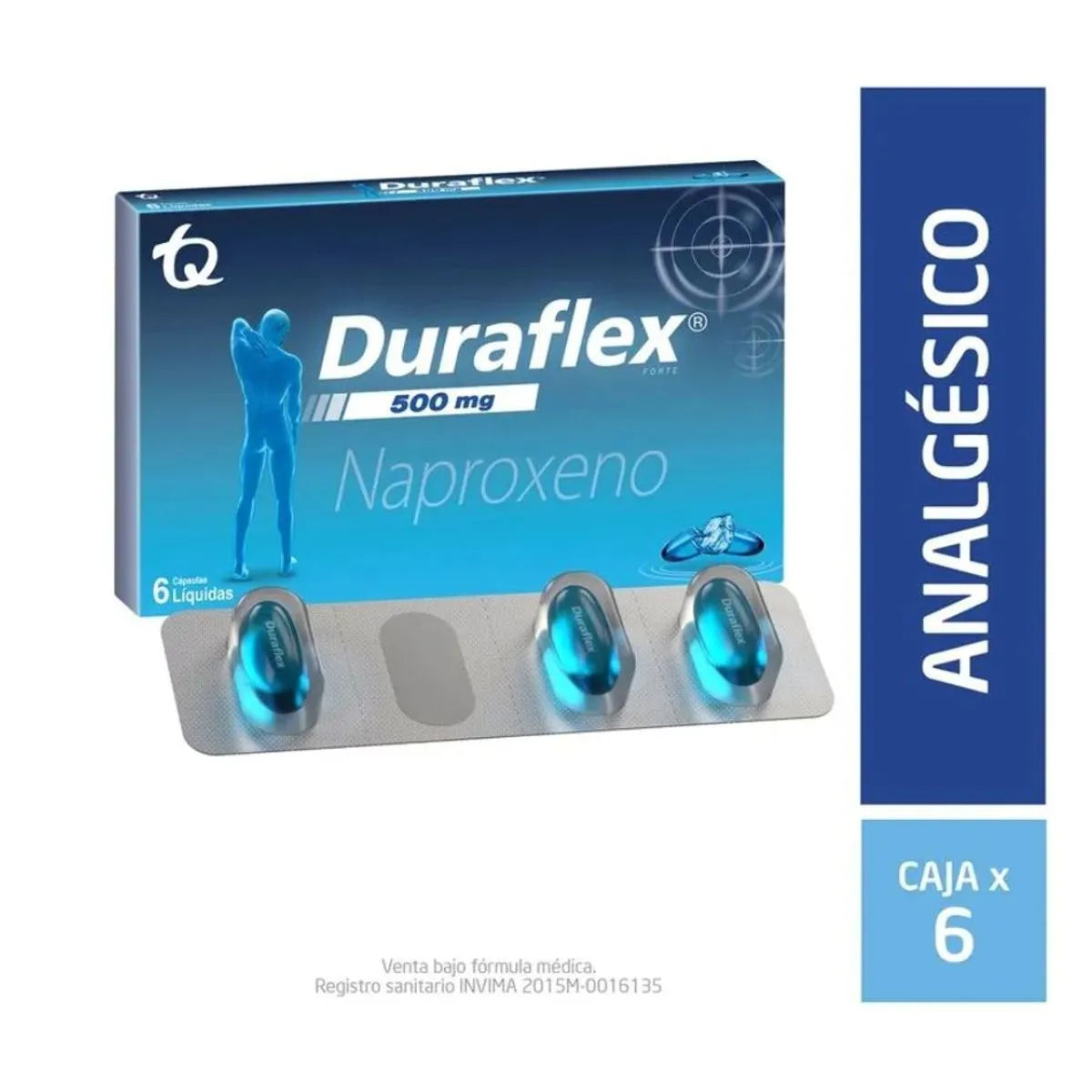Duraflex Forte Naproxeno 500 Mg Tecnoquimicas Caja X 6 Cápsulas