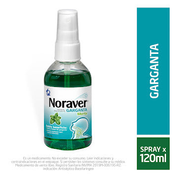 Noraver Garganta Benzocaina 2 Tecnoquímicas Menta Spray Frasco X 120 Ml