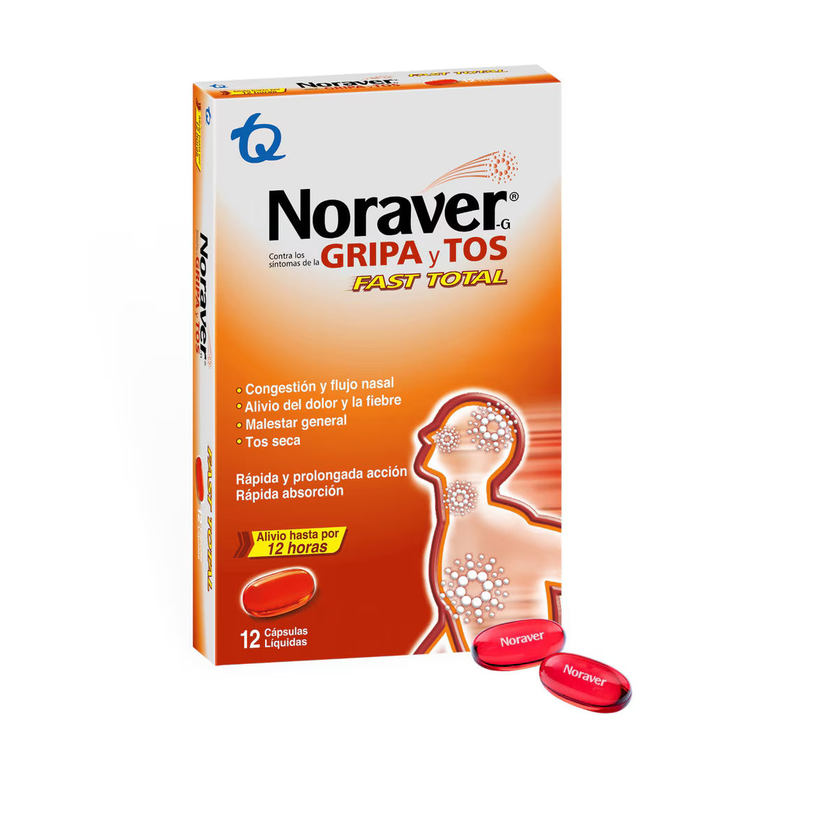 Noraver Gripa Y Tos Fast Total Caja X 12 Cápsulas