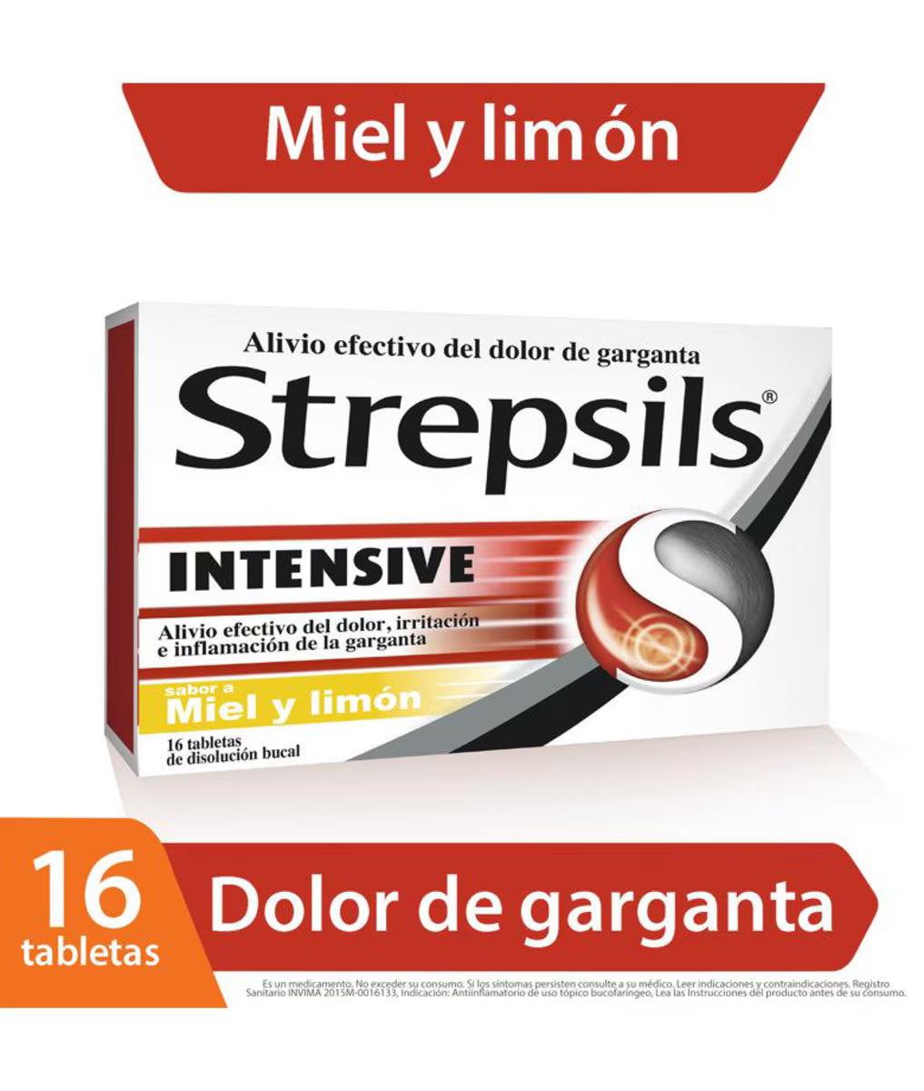 Strepsils Intensive Miel Y Limón Flurbiprofeno 8,75 Mg Caja X 16 Tabletas