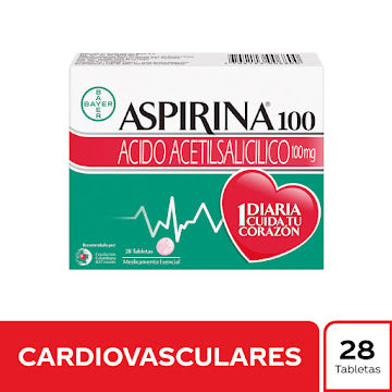 Aspirina Acido Acetilsalicilico 100 Mg Bayer Caja X 28 Tabletas