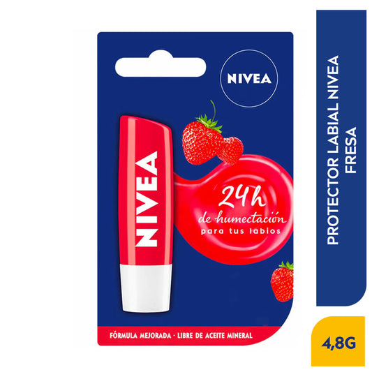 Bálsamo Labial Nivea Fruity Shine Caring Lip Fresa X 4.8 Gr