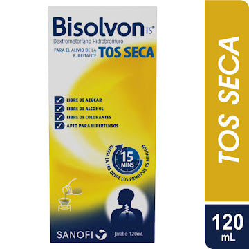 Bisolvon Tos Seca Dextrometorfano 0,2 Mg Opella Jarabe Frasco X 120 Ml