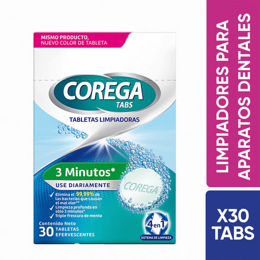 Corega Tabs, Limpieza Profunda Para Aparatos Dentales X 30 Unds