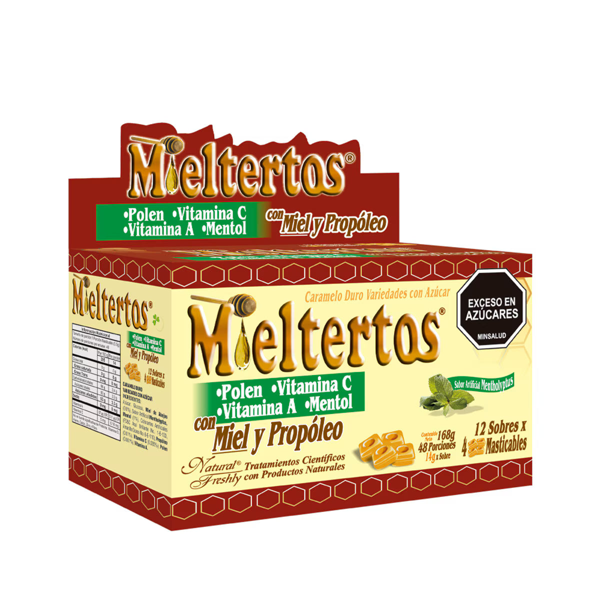 Mieltertos Masticable Natural Freshly Caja X 12 Paquetes X 4 Pastillas