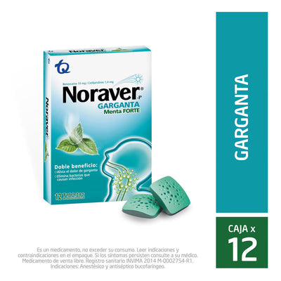 Noraver Garganta Menta x12 Tabletas
