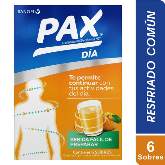 Pax Día Acetaminofén + Fenilefrina 500mg/10mg Caja X 6 Sobres