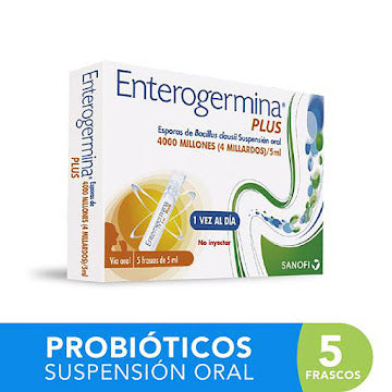 Probiótico Enterogermina Plus Esporas De Bacillus 4000 Mui Caja X 5 Viales