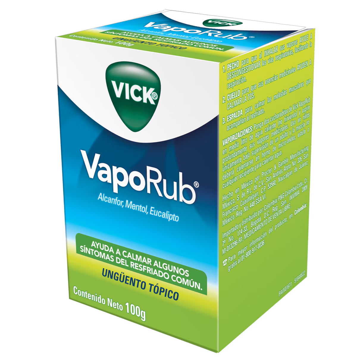 Vick Vaporub Alcanfor + Mentol + Aceite De Eucalipto 5,26g/2,82g/1,33g Ungüento Frasco X 100 Gr