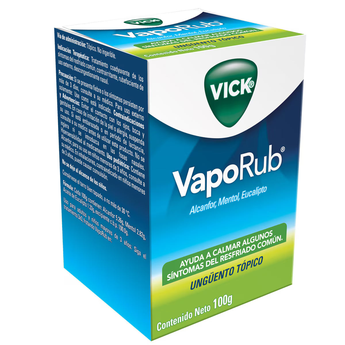 Vick Vaporub Alcanfor + Mentol + Aceite De Eucalipto 5,26g/2,82g/1,33g Ungüento Frasco X 100 Gr