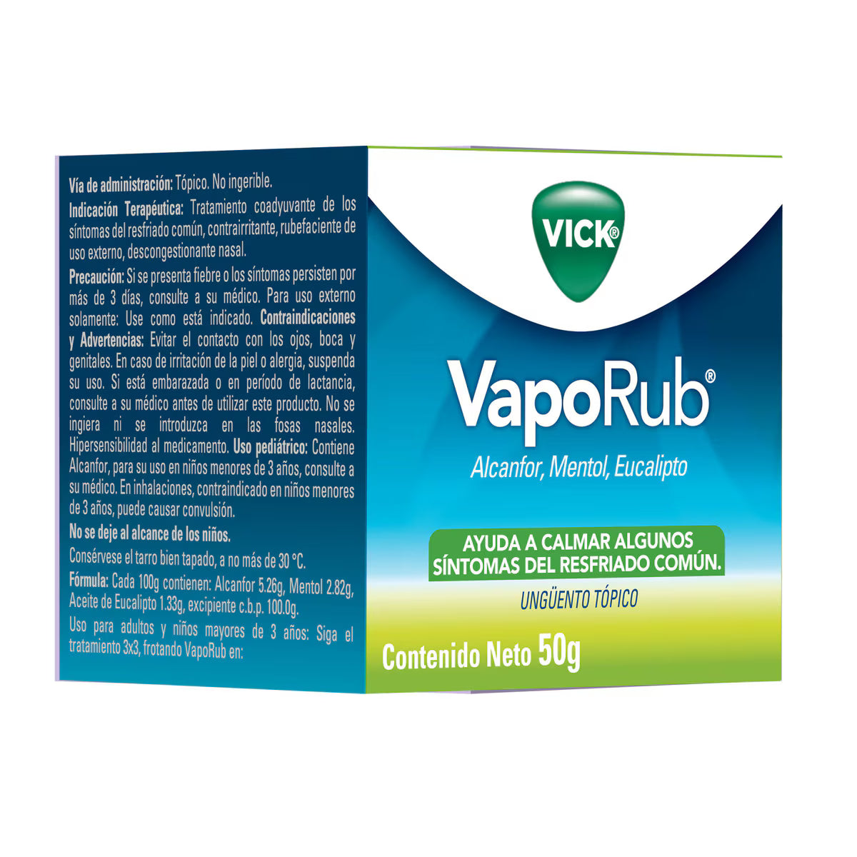 Vick Vaporub Alcanfor + Mentol + Aceite De Eucalipto 5,26g/2,82g/1,33g Ungüento Frasco X 50 Gr