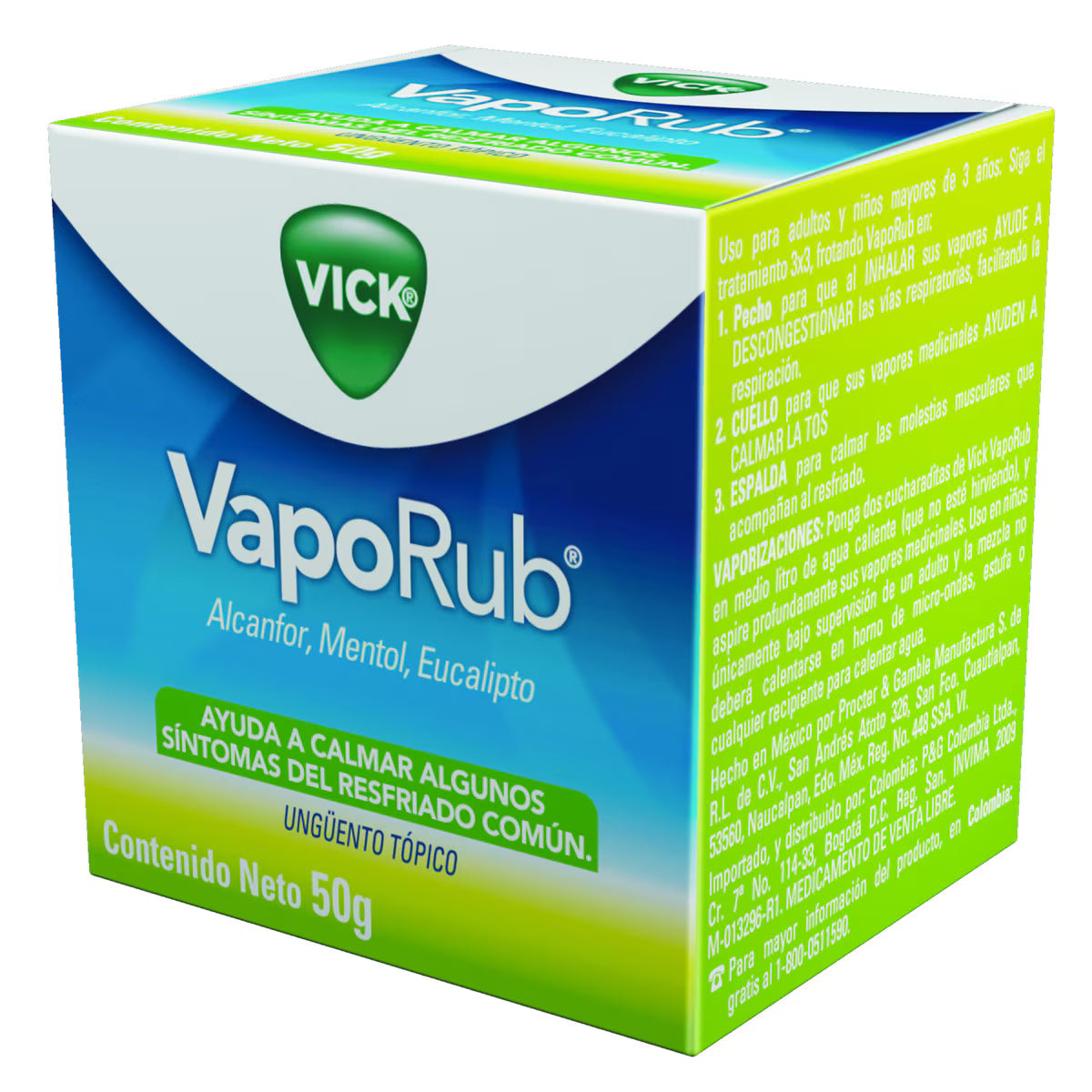Vick Vaporub Alcanfor + Mentol + Aceite De Eucalipto 5,26g/2,82g/1,33g Ungüento Frasco X 50 Gr